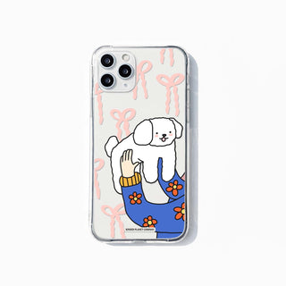 My Dog Pink Bow Clear Phone Case