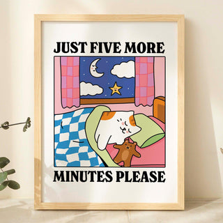 'Just five more minutes' Cat Print
