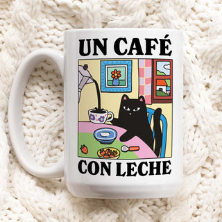 'Un Cafe Con Leche' Cat Mug