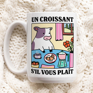 'Un Croissant Sil Vous Plait' Cow Mug