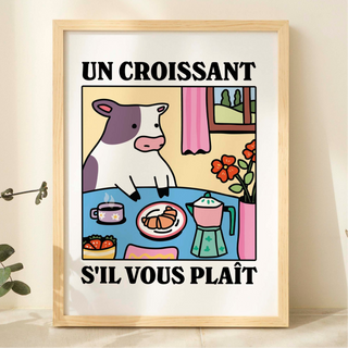 'Un Croissant Sil Vous Plait' Cow Print